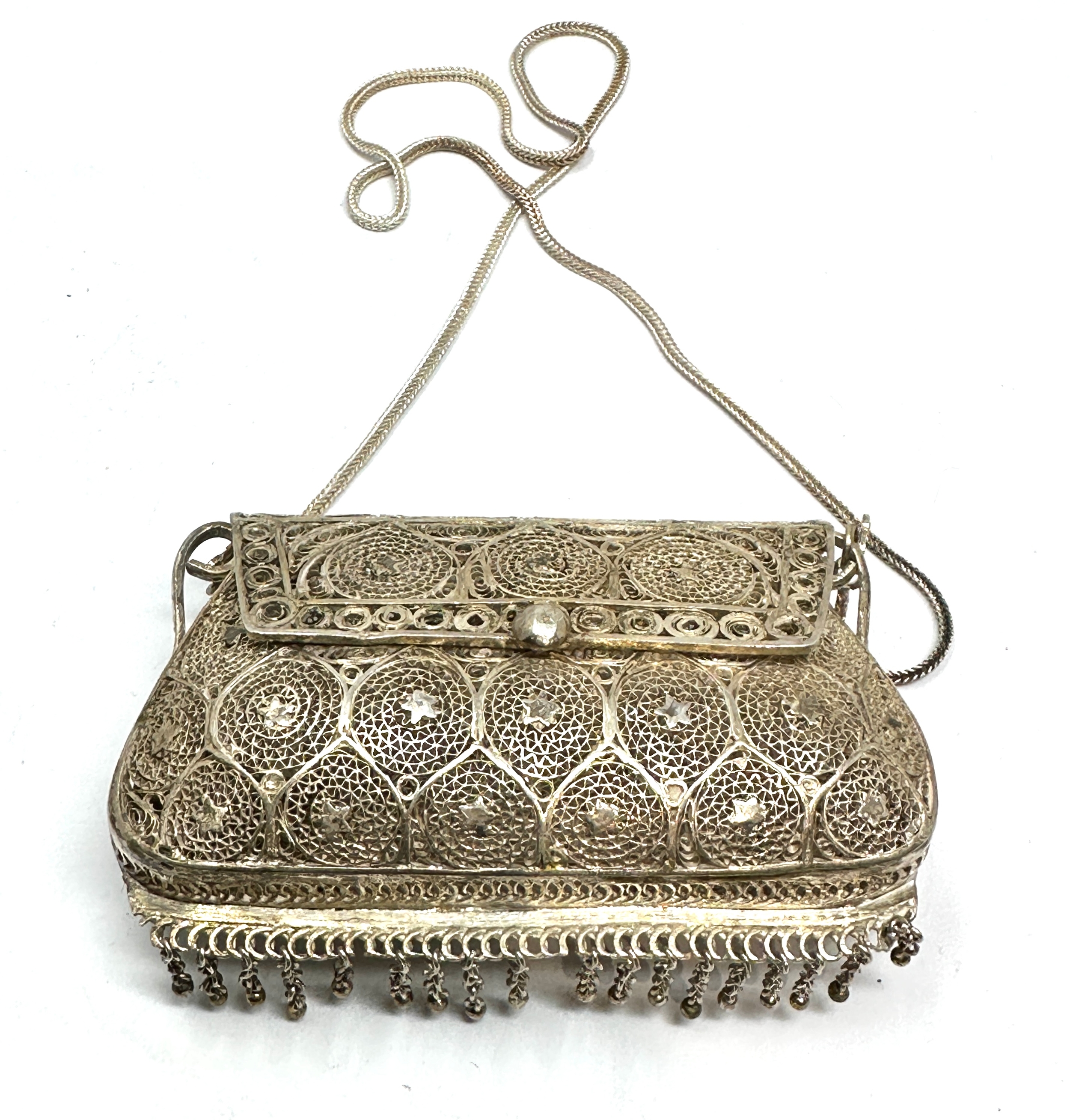 Silver Filigree Purse Bag marked BJI xrt tested as 925 silver weight 123g - Image 2 of 5