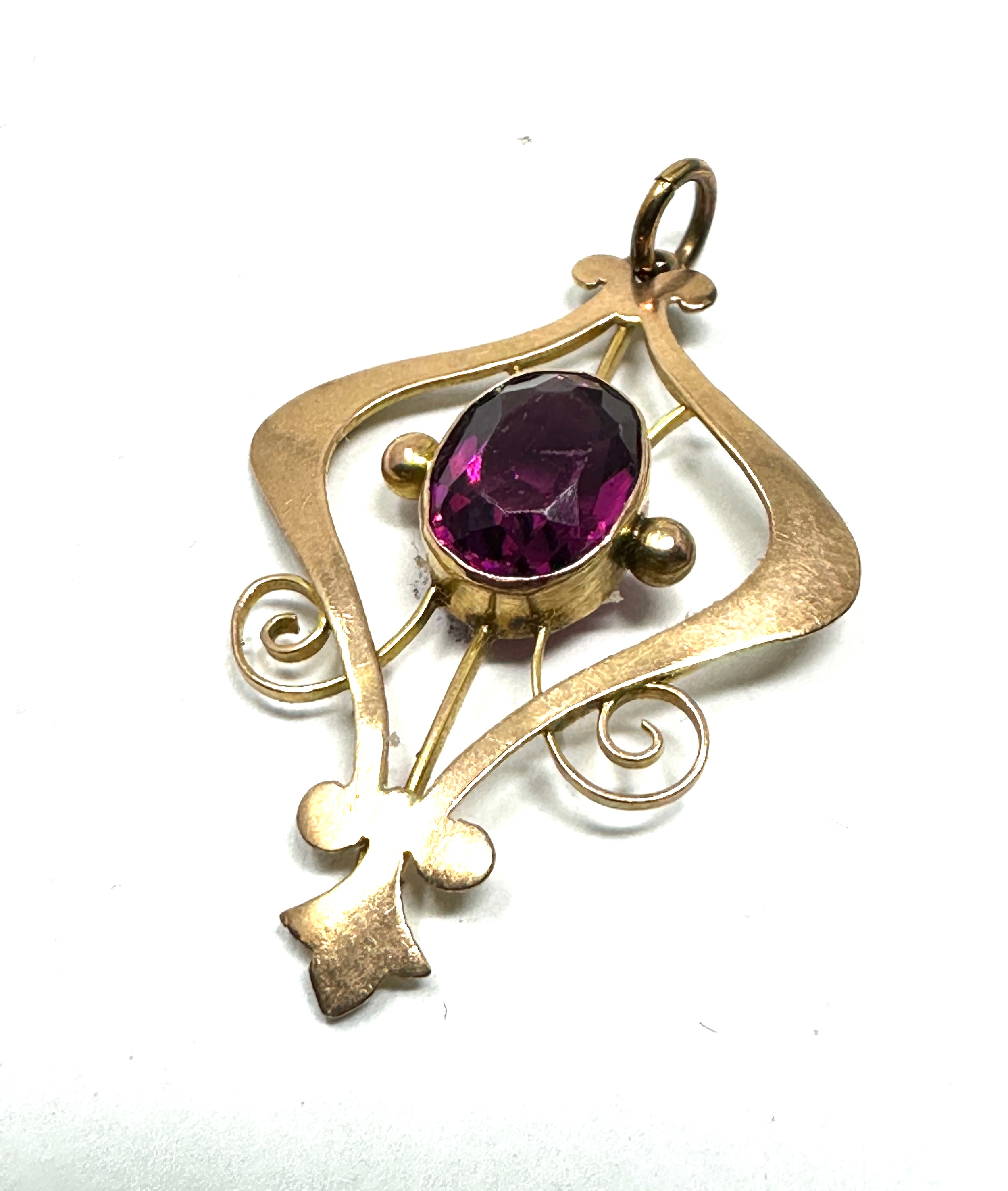 Antique 9ct gold & amethyst pendant weight 1.6g