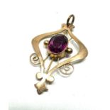 Antique 9ct gold & amethyst pendant weight 1.6g