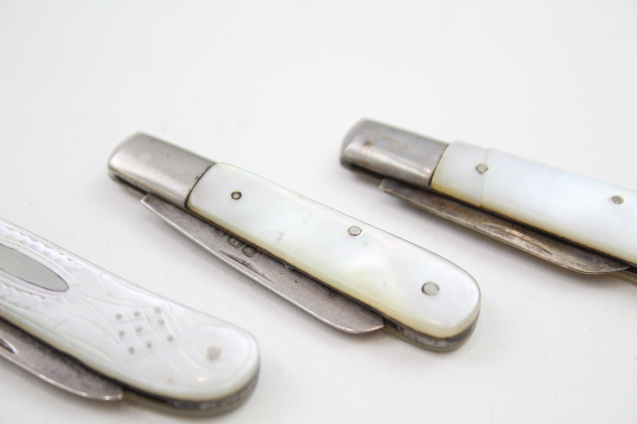 4 x .925 sterling fruit knives w/ mop handles - Image 4 of 5