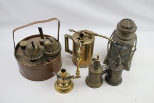 Oil Lamp Job Lot Vintage / Antique Inc. Brass Copper Hanging Candle French Etc