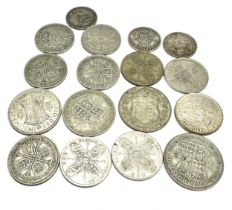 selection of pre 1947 silver coins inc half crowns two shillings shillings weight 184g