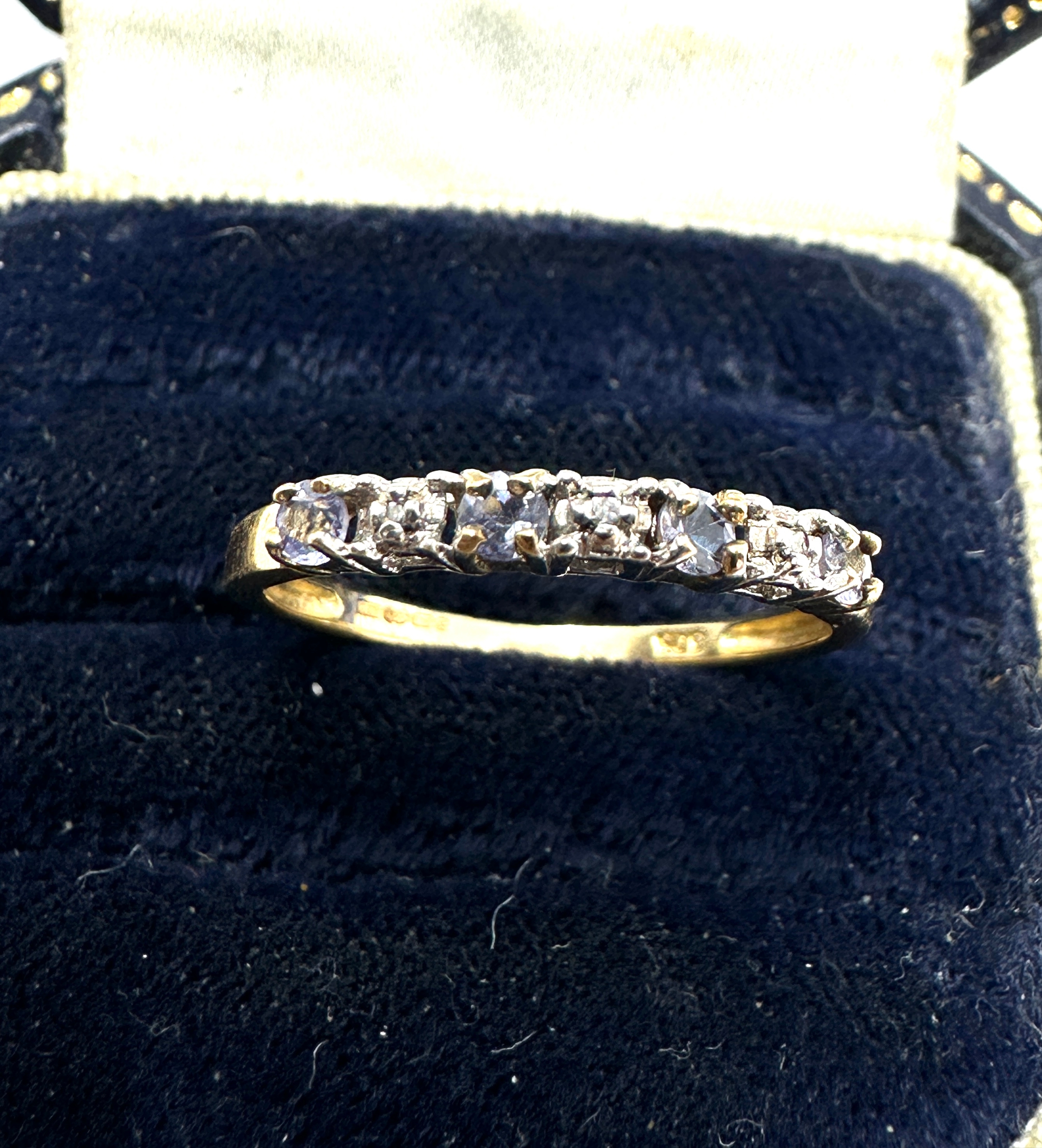 9ct gold tanzanite & diamond ring weight 1.5g