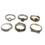 6 silver pandora rings
