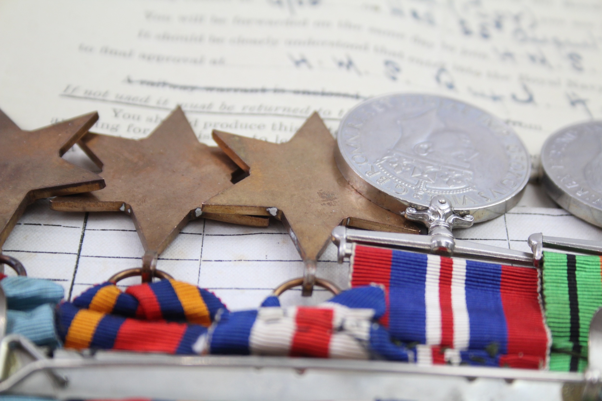 WW2 Mounted Medal Group & Original Paperwork Navy - Image 6 of 7
