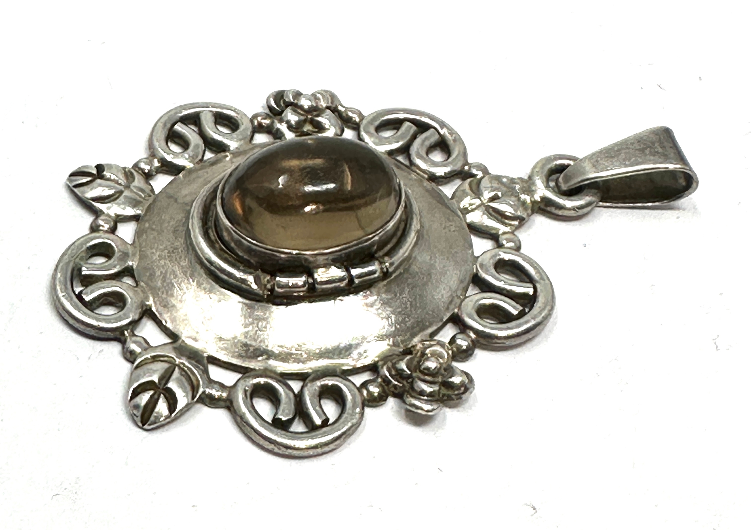 Rare mexico LOS BALLESTEROS Sterling Silver gemstone Poison pendant measures approx 7cm drop by 4. - Image 2 of 5