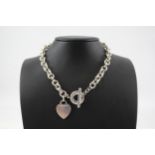 Silver belcher link necklace with heart tag by designer Tiffany & Co (76g)