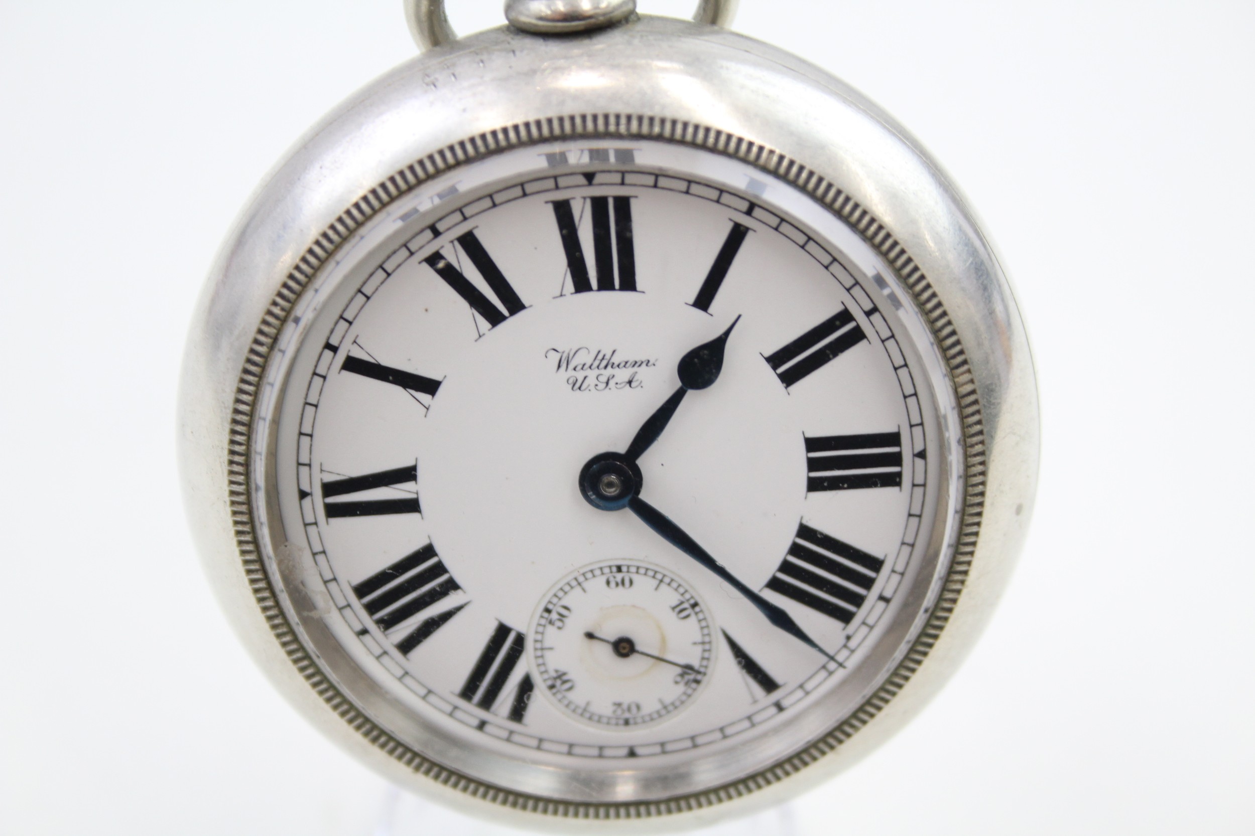 WALTHAM Gents Vintage Railway Open Face Pocket Watch Hand-wind Working - Image 2 of 6