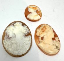 3 antique cameo shell brooch inserts largest measures approx 4.5cm by 3.5cm