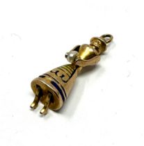 Antique gold & enamel doll with moveable arms & legs pendant measures approx 2.6cm drop weight 1.1g