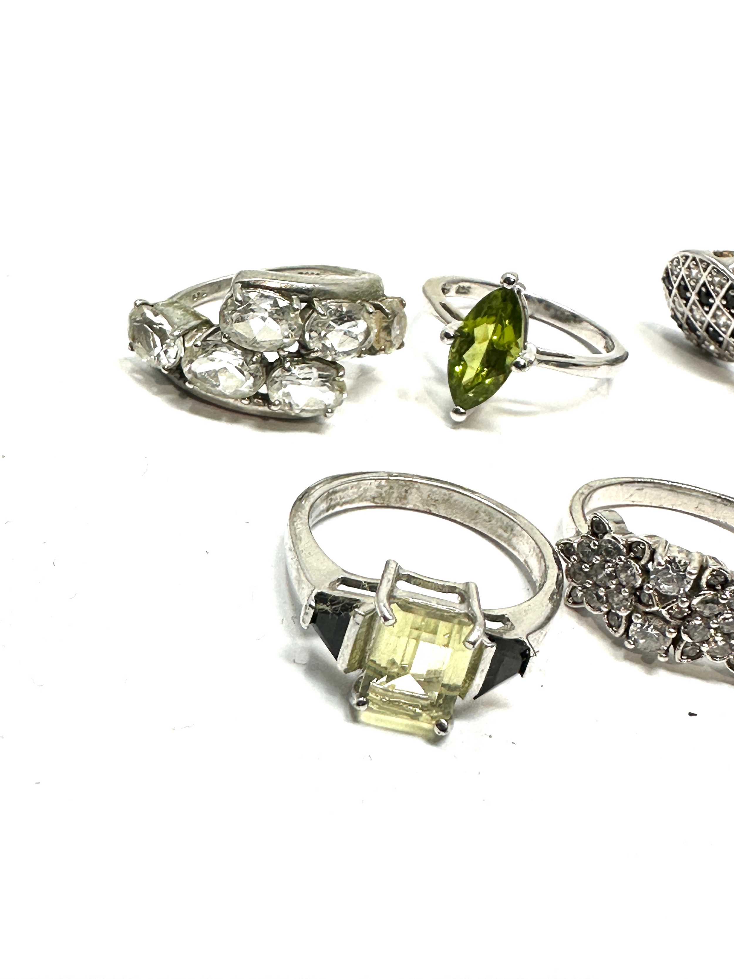 6 silver gemstone set rings - Image 2 of 3