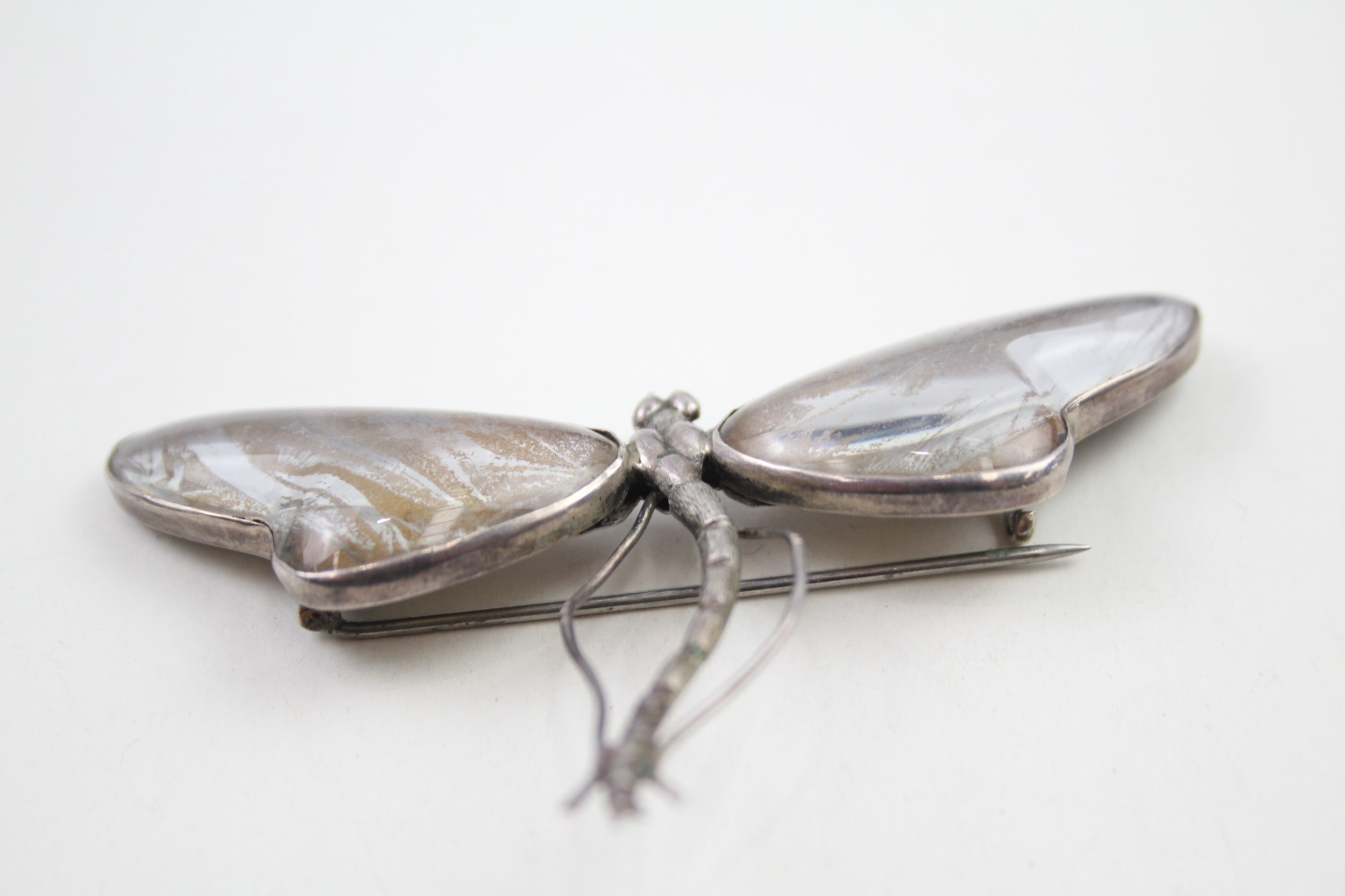 Silver vintage butterfly wing set dragonfly brooch (19g) - Image 6 of 9