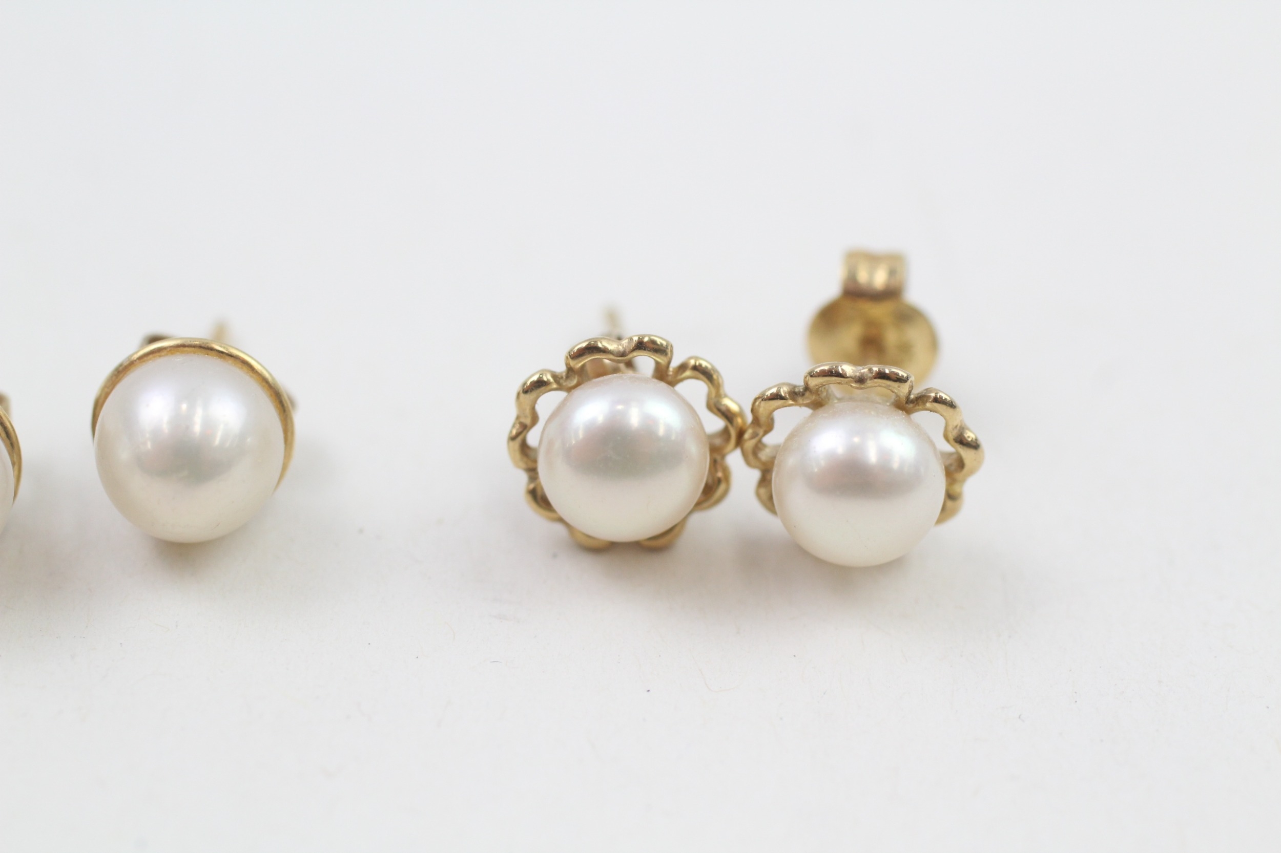 2x 9ct gold pearl earrings (3.8g) - Image 3 of 3
