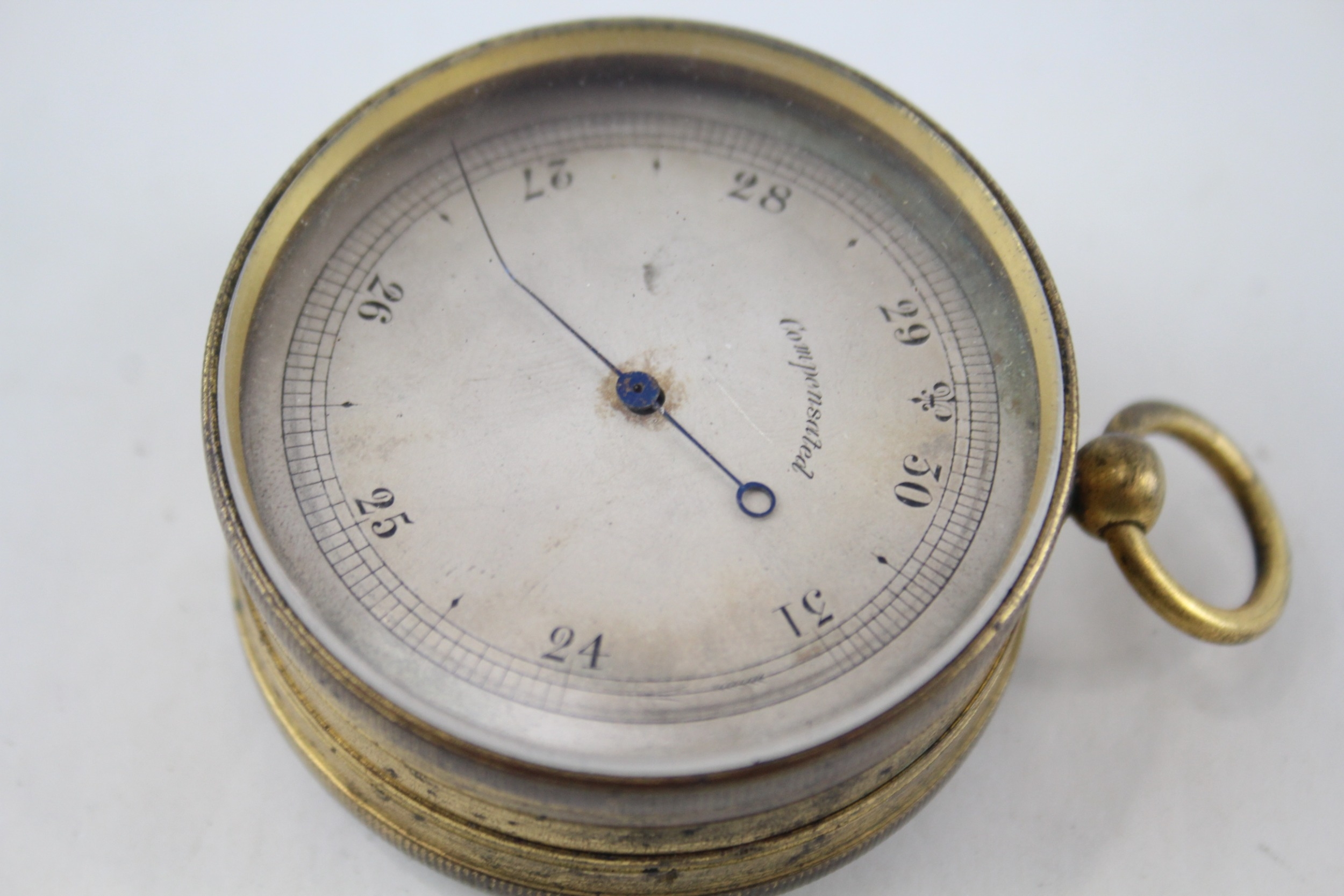 Antique Leather Cased Pocket Compass Barometer - Image 3 of 5