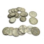 selection of pre 1947 silver coins inc half crowns two shillings & shillings weight 219 g