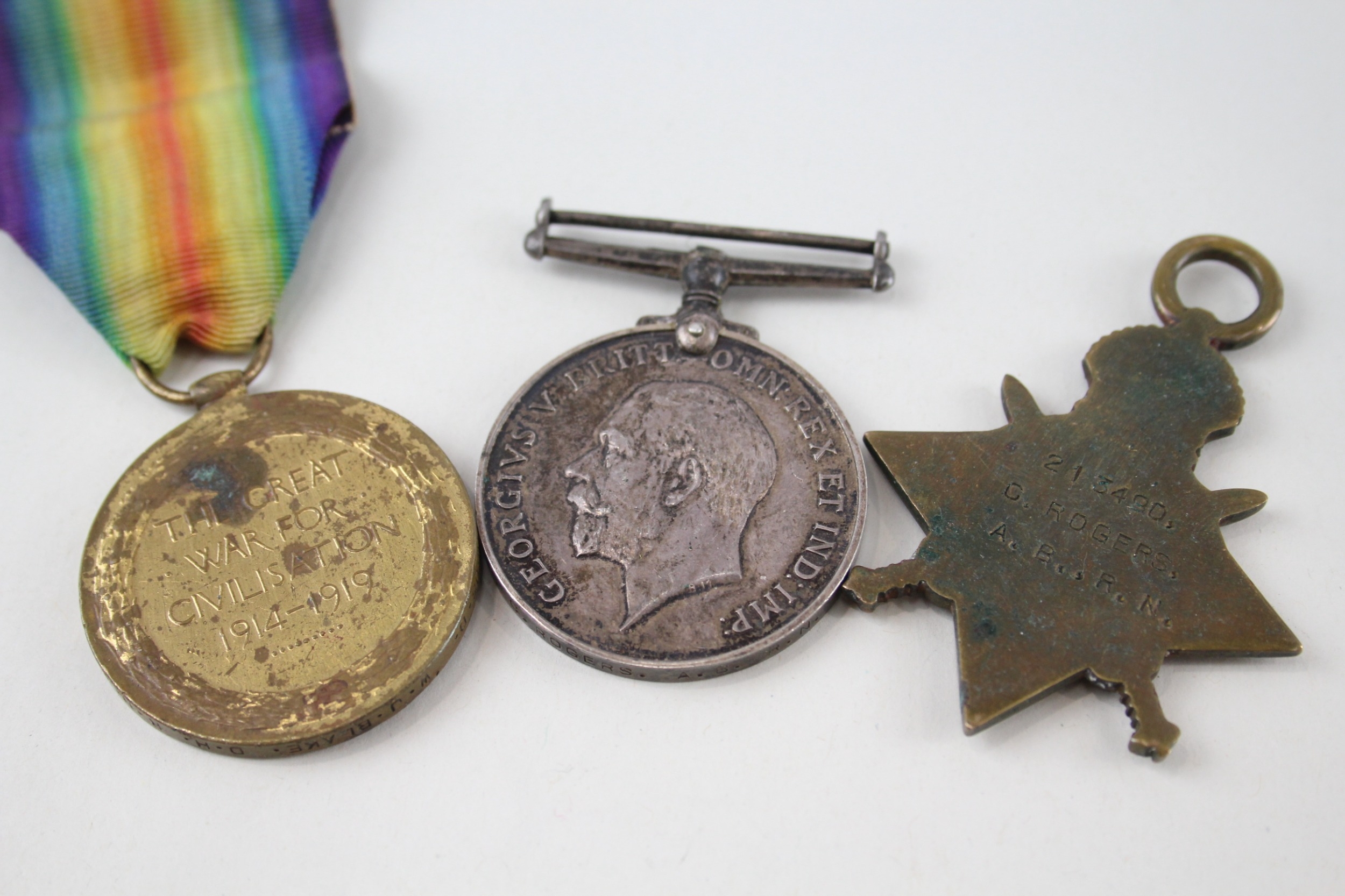 WW1 Navy Medals Named Star & War 213490 C. Rogers A.B R.N - Image 5 of 5