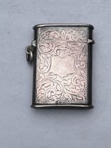 Antique sterling silver vesta case with secret opining fully hallmarked Birmingham 1910 in good
