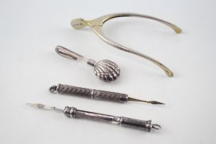 4 x .925 sterling toothpicks, sgar nips & napkin clip