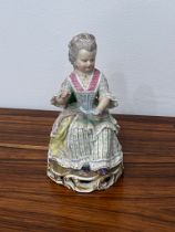 Antique Meissen figure of a lady sitting on a chair 19th century height approx 13cm