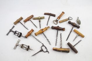 Antique Corkscrews Bottle Openers Inc Bamboo Horn Wooden Trench Art Etc x 17