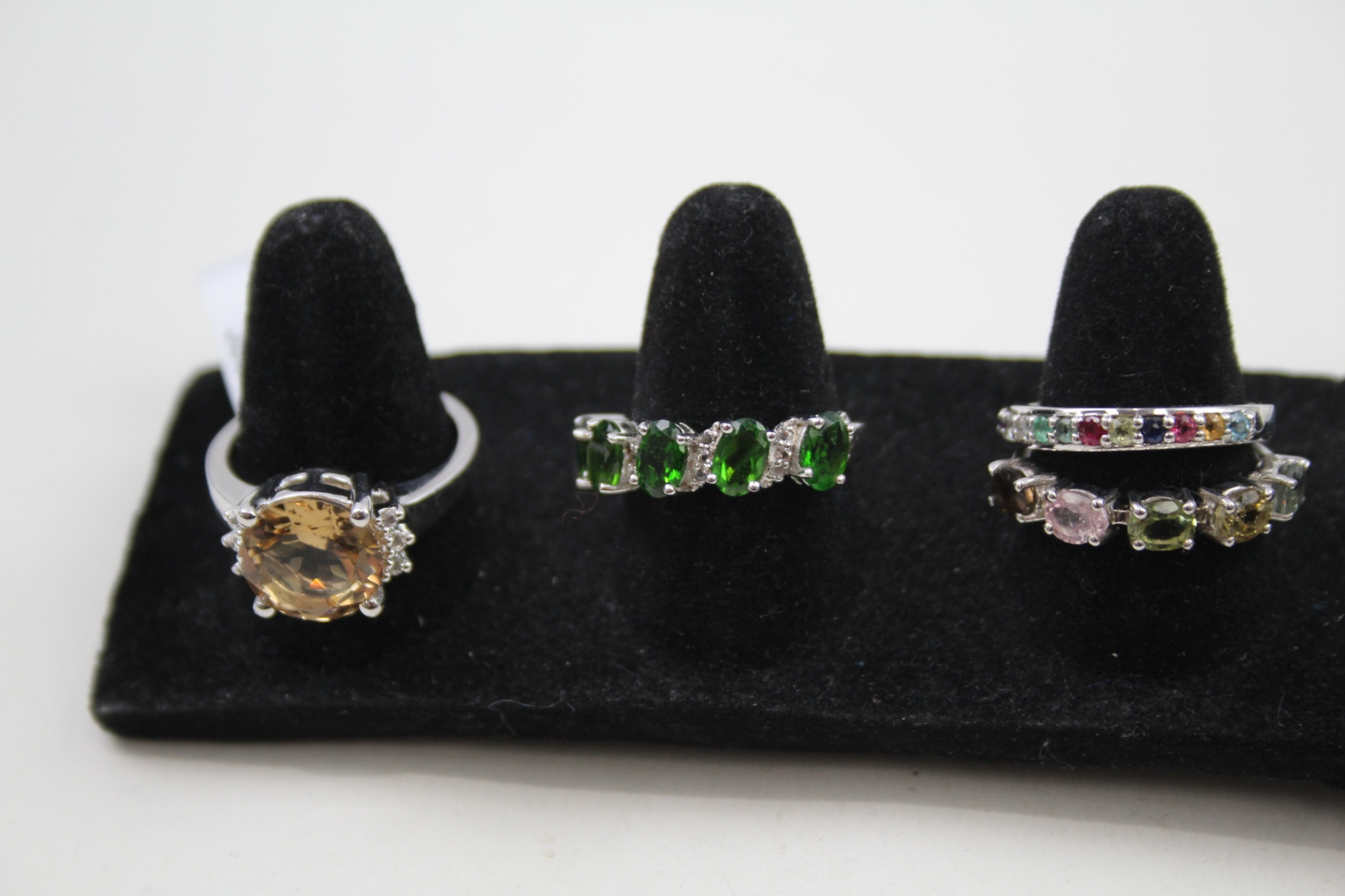 A collection of silver gemstone rings including Ruby (27g) - Image 2 of 6