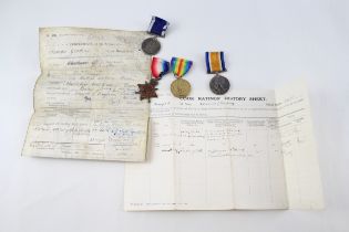 WW Navy Long Service Medal Group & Original Papers Trio Named