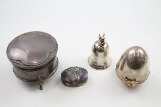 4 x .925 sterling trinket / pill boxes inc tooth fairy etc