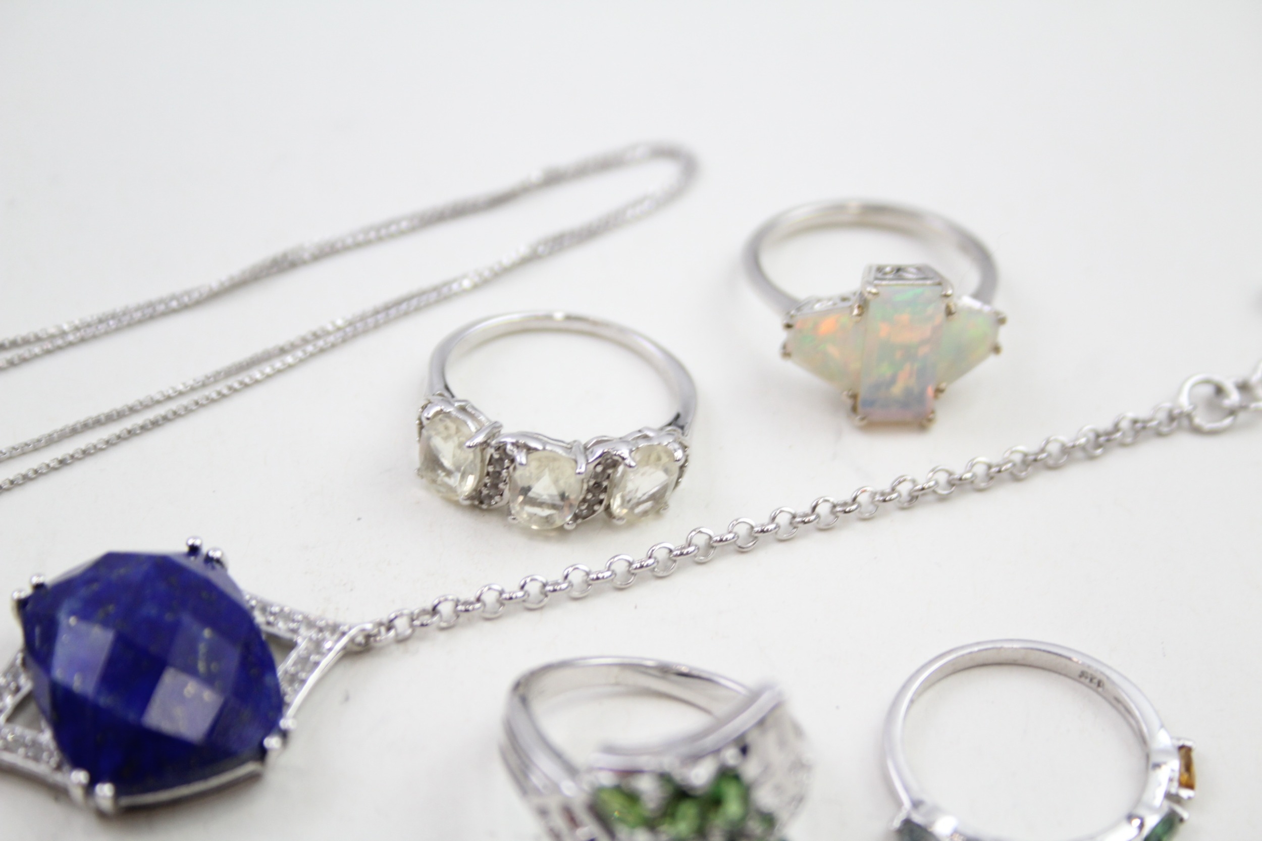 A collection of silver gemstone jewellery including Opal (24g) - Image 5 of 7