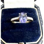 9ct gold diamond & tanzanite ring weight 2.6g