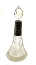 antique silver & cut glass perfume bottle measures approx height 17cm