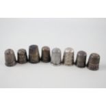 8 x .925 sterling thimbles inc charles horner etc