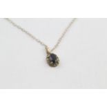 9ct gold sapphire pendant necklace (0.8g)