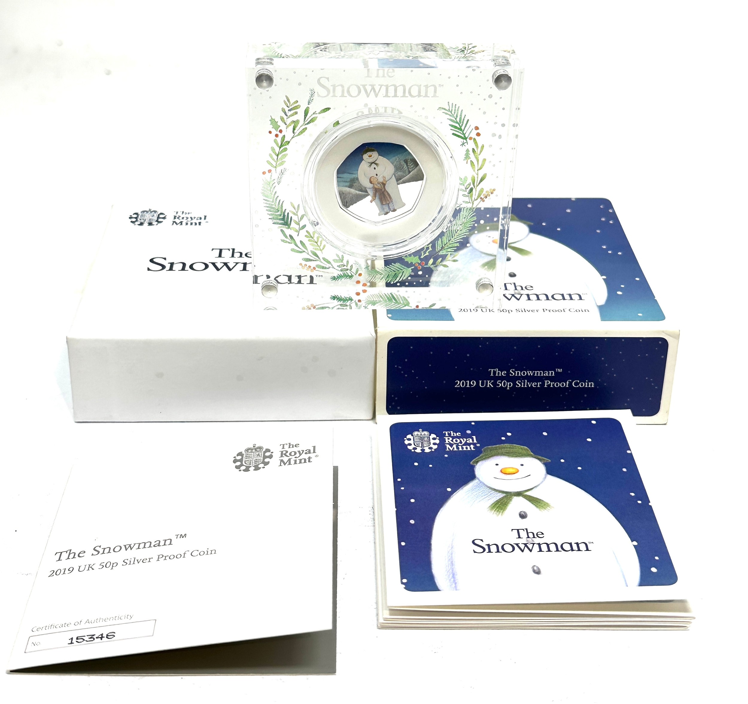 Royal mint the snowman 2019 50p silver proof coin boxed c.o.a