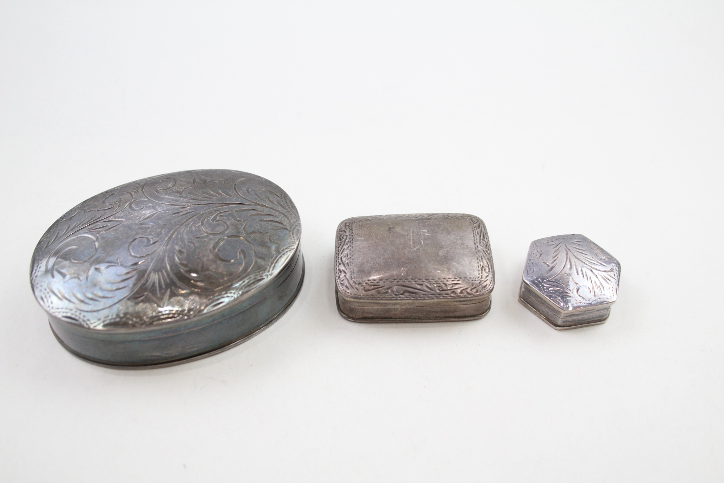 3 x .925 sterling pill / trinket boxes