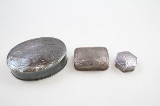 3 x .925 sterling pill / trinket boxes