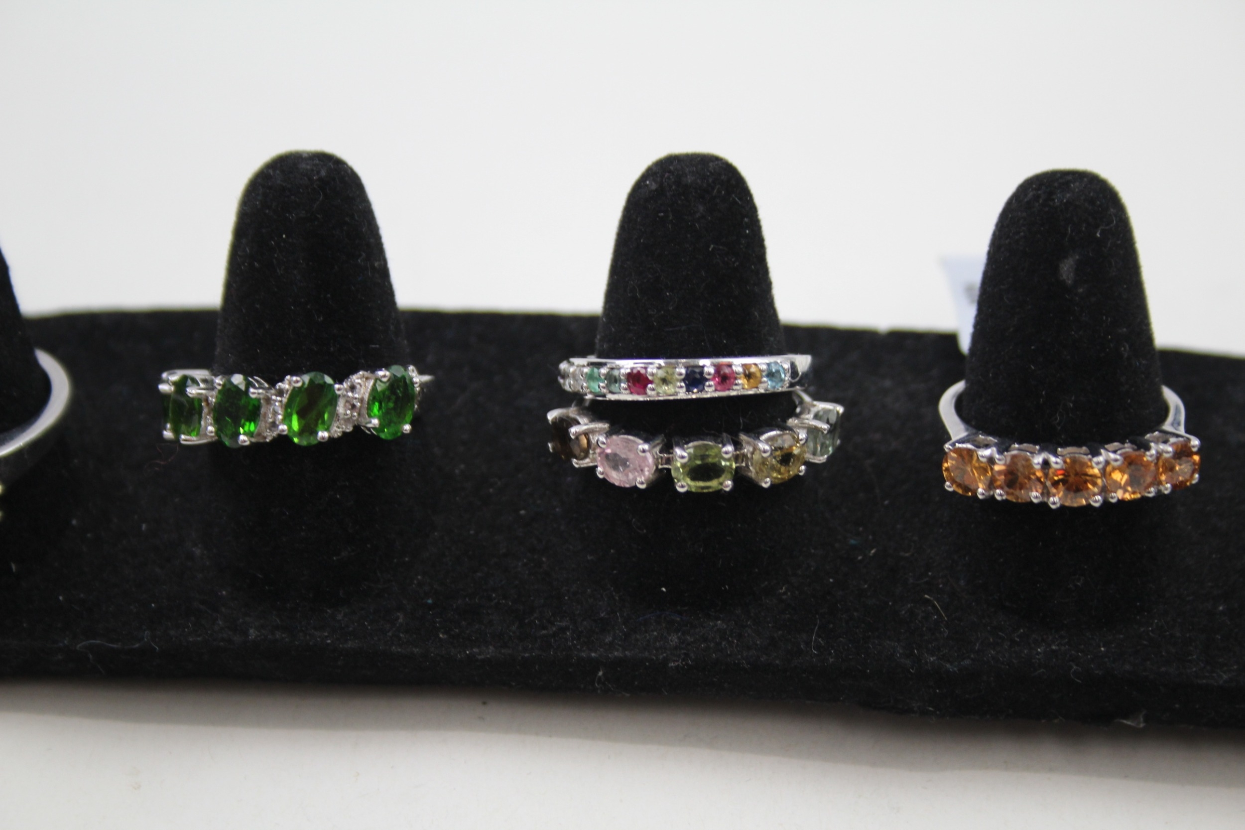 A collection of silver gemstone rings including Ruby (27g) - Image 3 of 6