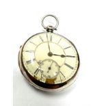 STERLING SILVER Cased Gents Antique Fusee POCKET WATCH Key-wind WORKING damage to dial