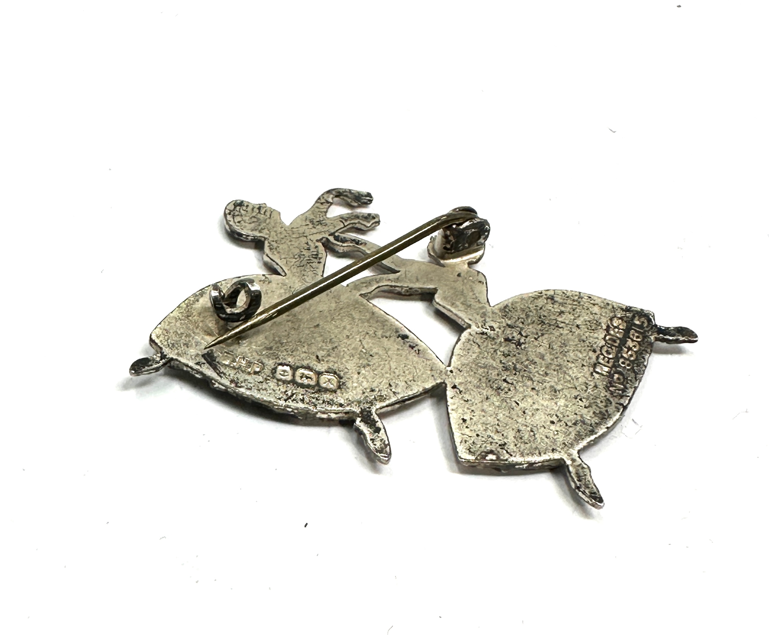Pretty Silver Double Ballerina Brooch Birmingham 1950s designed by Frederick Massingham - Image 3 of 4