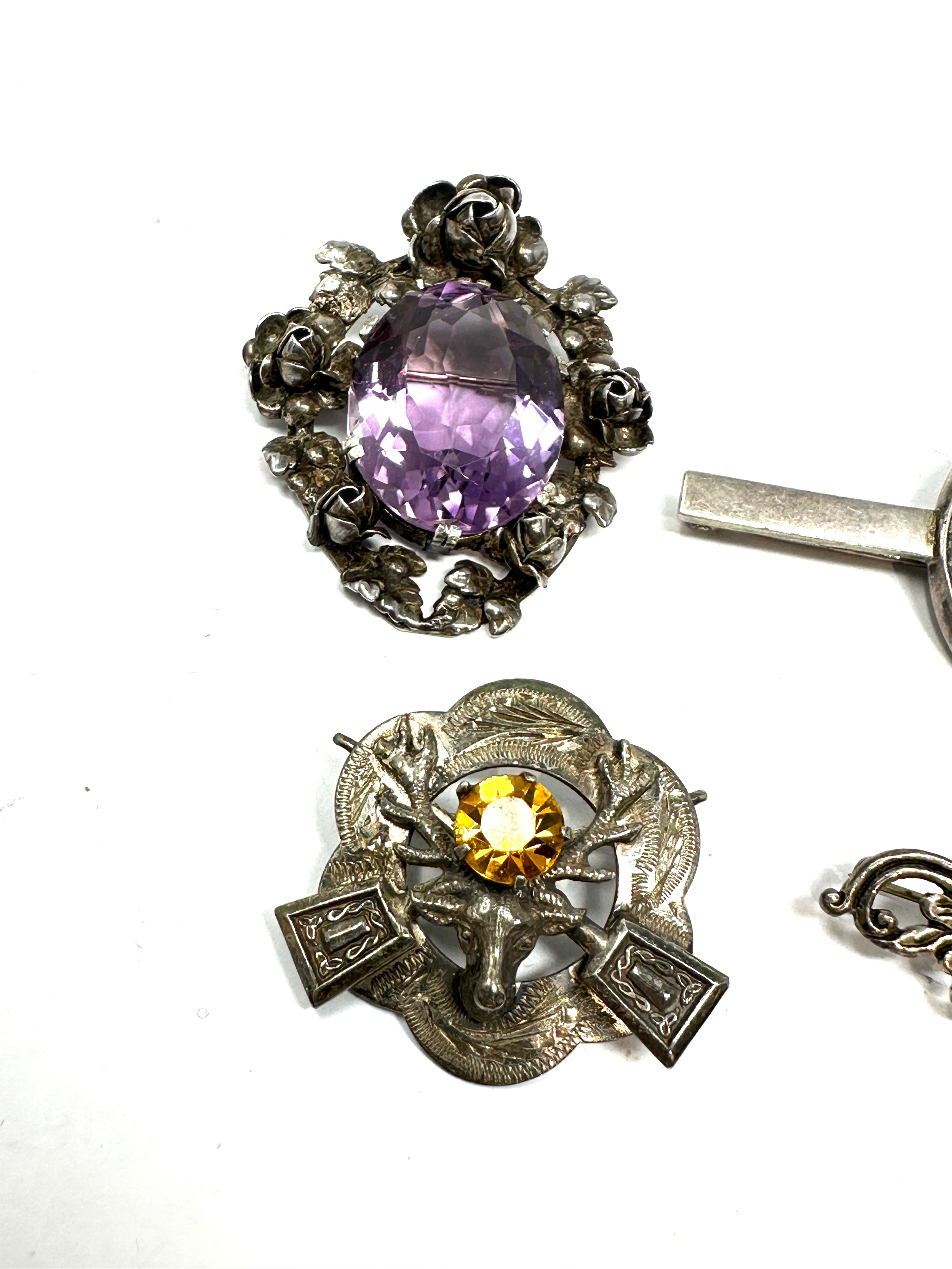 6 vintage silver brooches weight 50g - Image 3 of 4