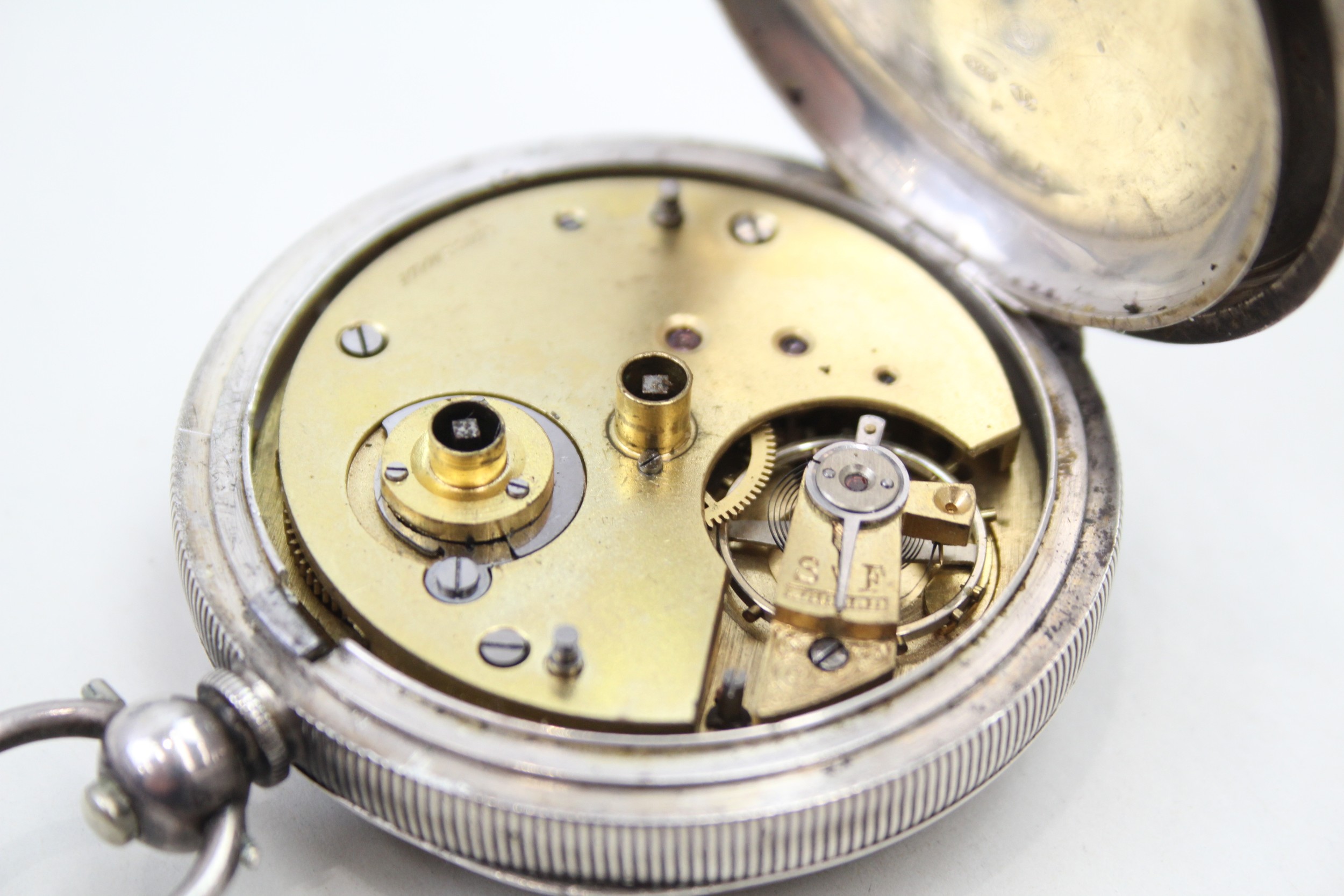 Sterling Silver Gents Vintage Open Face Pocket Watch Key-wind Working - Image 4 of 6