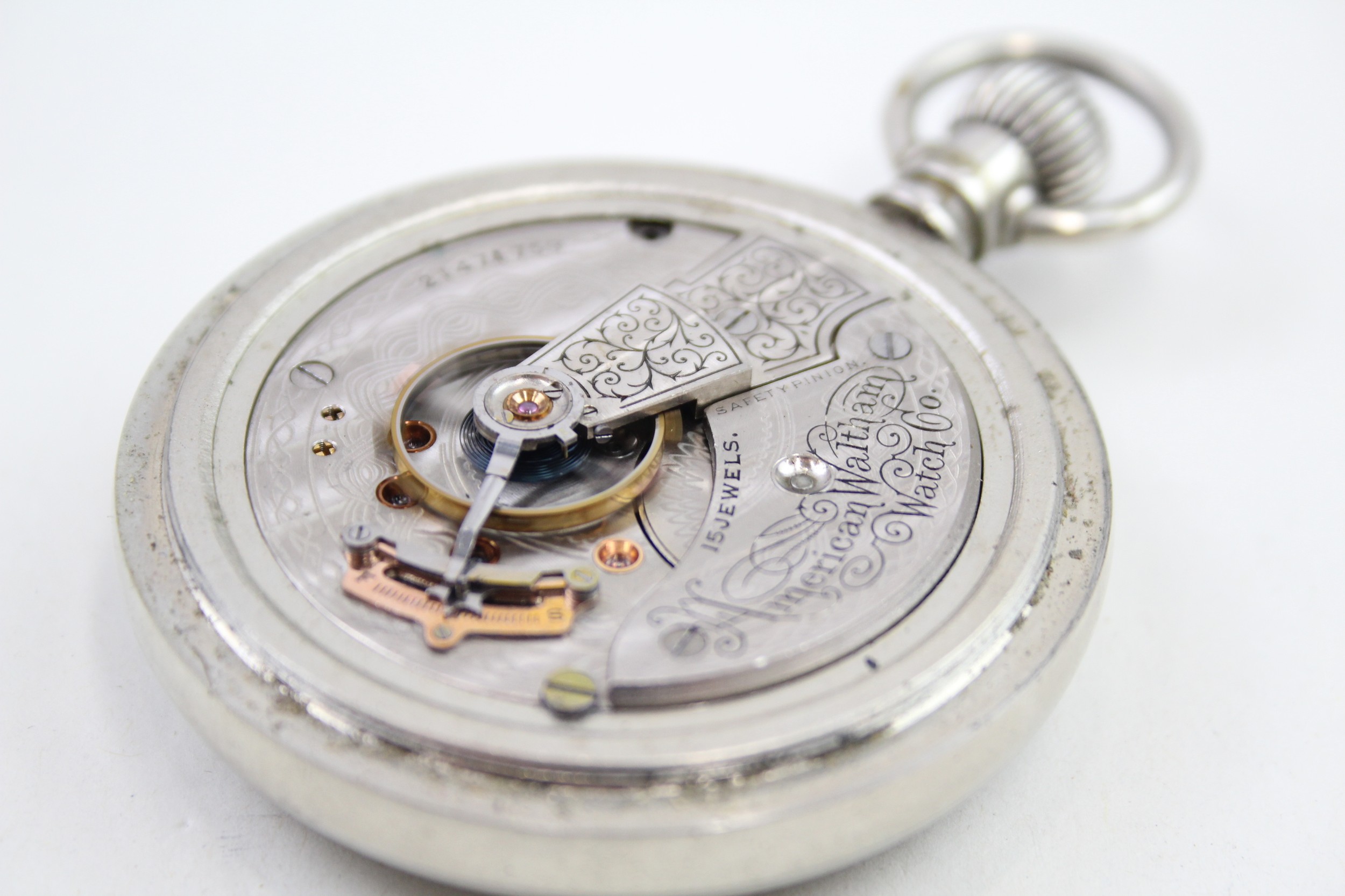 WALTHAM Gents Vintage Railway Open Face Pocket Watch Hand-wind Working - Image 5 of 6