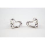 Pair of silver heart clip on earrings by designer Tiffany & Co (9g)