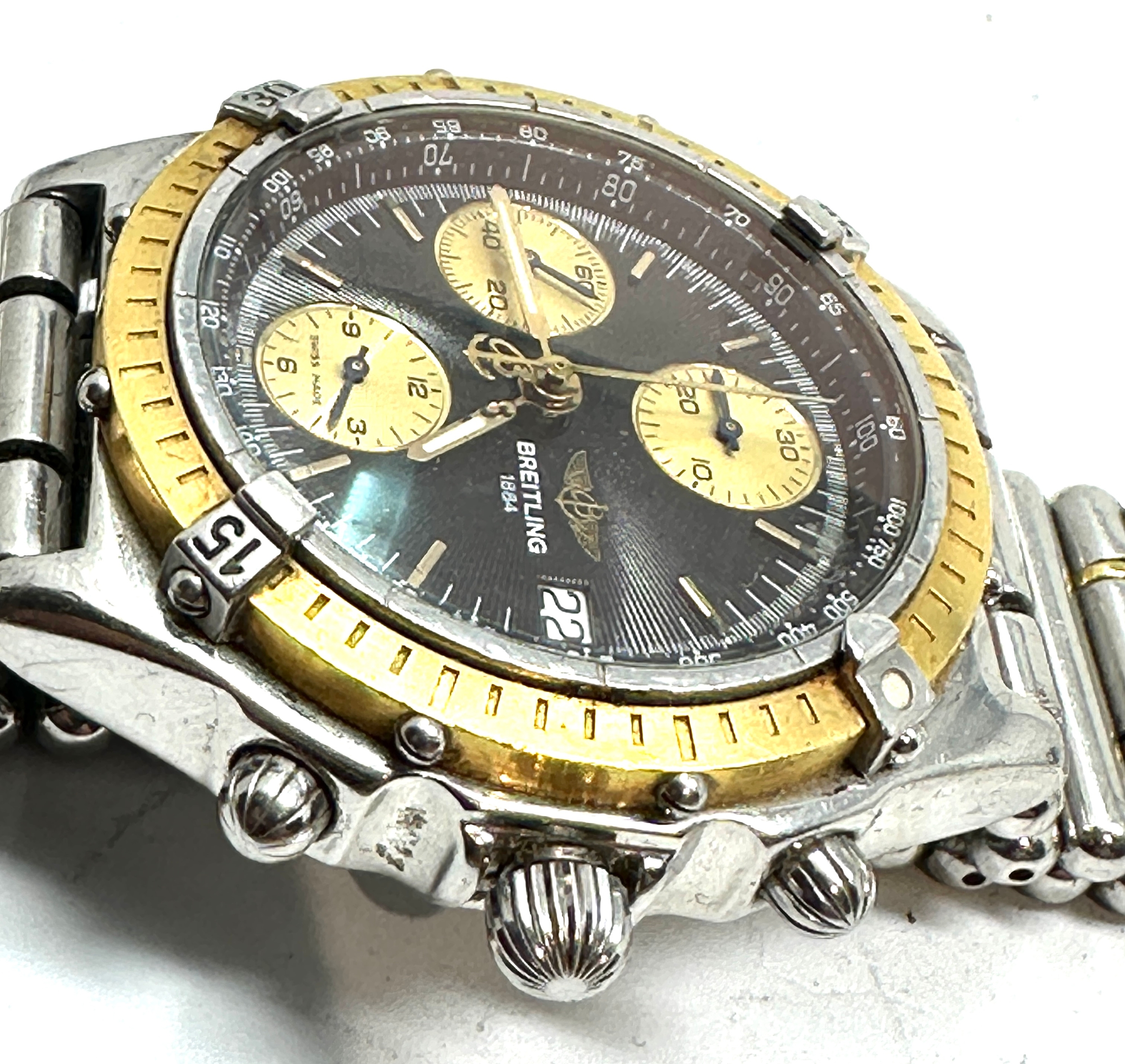 BREITLING 1884 chronograph steel / gold automatic gents wristwatch D130487the watch is ticking - Image 2 of 7