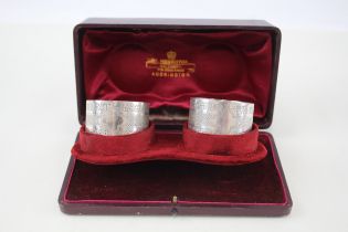 pair of antique late victorian .925 sterling napkin clips in fitted case