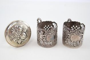 3 x .925 sterling cup holders & bottle stoper Inc victorian