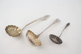 3 x .925 sterling silver sugar sifter spoons inc georgian etc