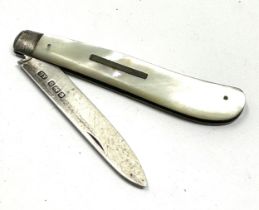antique silver blade fruit knife measures opened 16cm