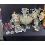 Selection of glassware to include a punchbowl, set of babycham glasses, soda syphons, glasses etc