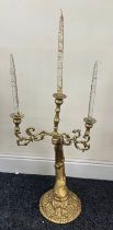 Metal decorative candle holder, overall height of holder 31 inches