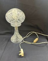 Glass base and shade vintage lamp overall height 14 inches
